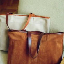 JOHN AND MARY - LEZAMA kasztanowa torba zamszowa 14